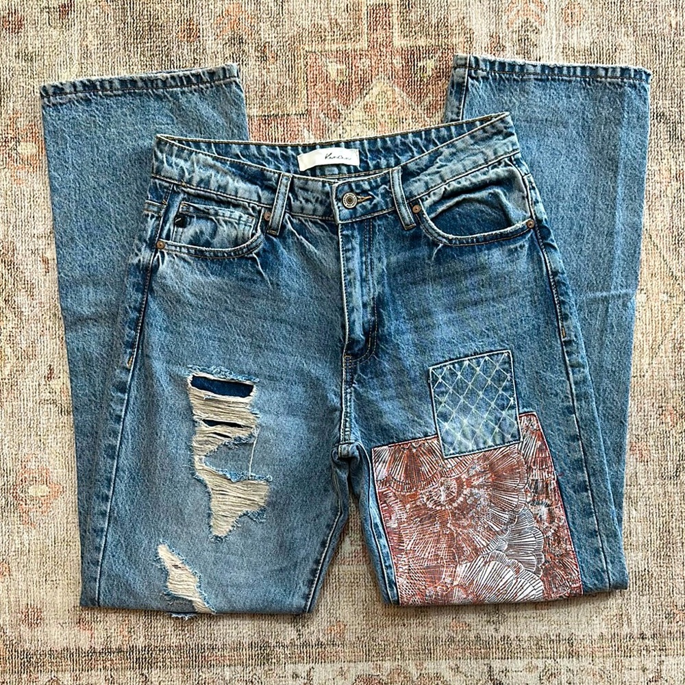Woman’s NWOTs Kancan Patchwork Wide Leg Jeans